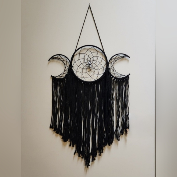 Other - New Black Triple Moon Goddess Macrame Wall Hanging Boho Wiccan Moon Phases